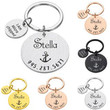 Custom Collar ID Tag Keychain Personalized Pet Name Number Key Ring