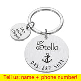 Custom Collar ID Tag Keychain Personalized Pet Name Number Key Ring
