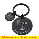 Custom Collar ID Tag Keychain Personalized Pet Name Number Key Ring