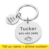 Custom Carved Pet Name Keychain, Stainless Steel Dog ID Tag
