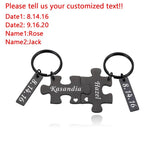 Personalized Couple Key Ring with Customized Name and Date - Gift for Girlfriend