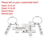 Personalized Couple Key Ring with Customized Name and Date - Gift for Girlfriend