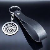 Tetragrammaton Pentagram Keyring Wicca Talisman Pentacle Key Rings