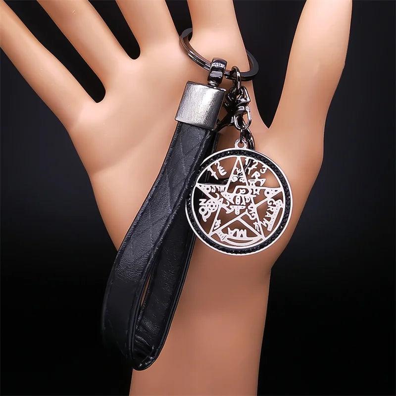 Hebrew YHWH Lord Shem Keyring Wicca Pentacle