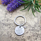 Army Soldier Heart Beads Keychain Stainless Steel Birthday