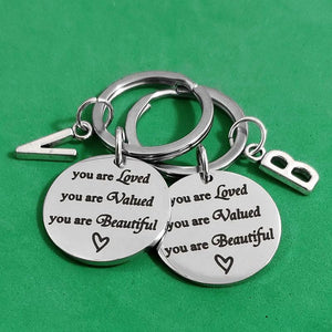 26 Letters Ornaments Lanyard Keyring You Are Loved Valued Carabiner