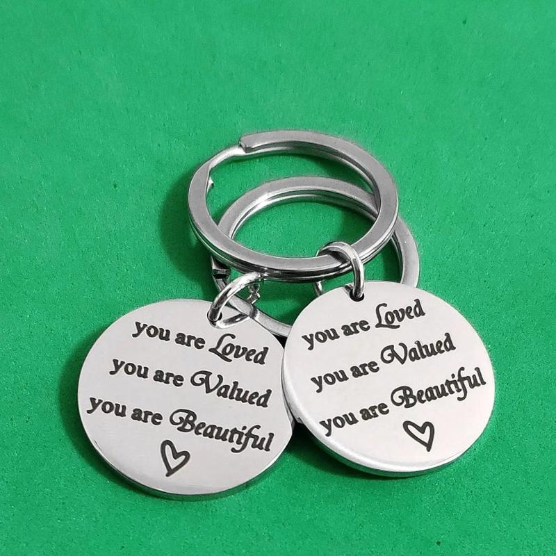 Stainless Steel Keychain You Are Loved Valued Carabiner for Keys