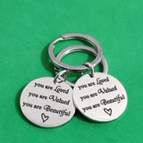 Stainless Steel Keychain You Are Loved Valued Carabiner for Keys