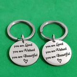 Stainless Steel Keychain You Are Loved Valued Carabiner for Keys