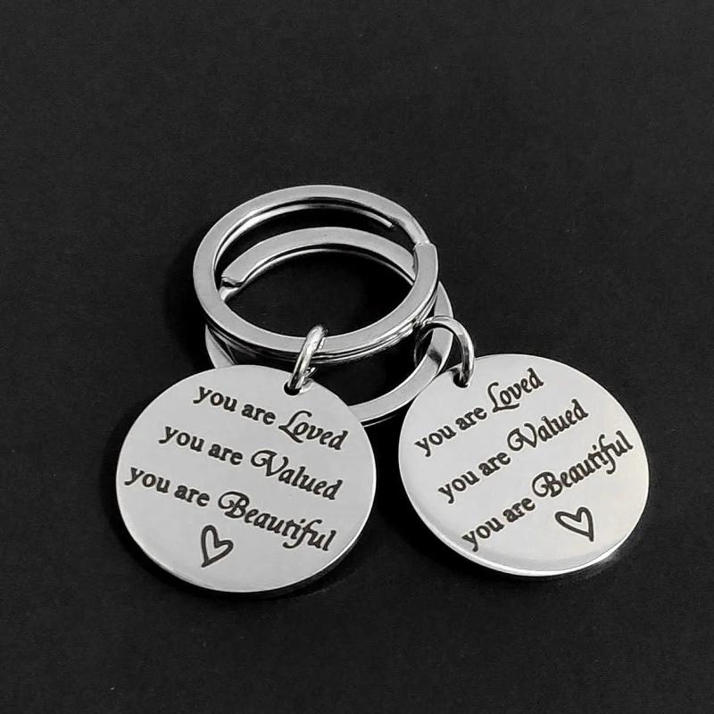 You Are Loved Valued Lanyard Lettering Keyring Gift Stainless Steel Keychain