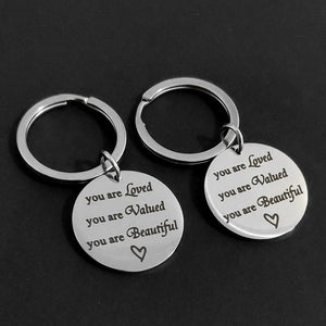 You Are Loved Valued Lanyard Lettering Keyring Gift Stainless Steel Keychain