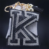 Lucky Initial Name K Keychain Crystal Tassel Keyring Holder Party Gift Jewelry