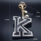 Lucky Initial Name K Keychain Crystal Tassel Keyring Holder Party Gift Jewelry