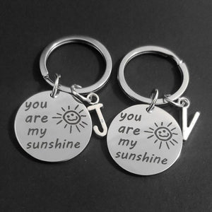 You Are My Sunshine Carabiner Keyring with 26 Initials