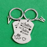 Sisters By Heart Initials Keyring - Stainless Steel