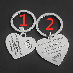 Stainless Steel Heart Shape Keyring for Sister Gift