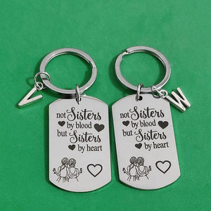 Sisters By Heart Keyring Graduation Keychain 26 Initials Gift