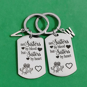 Sisters By Heart Keyring, Stainless Steel Carabiner Gift, Anniversary Holder