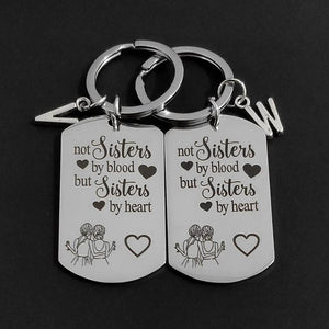 Sisters By Heart Keyring Graduation Gift Stainless Steel Anniversary 26 Initials