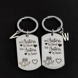 Sisters By Heart Keyring Graduation Gift Stainless Steel Anniversary 26 Initials