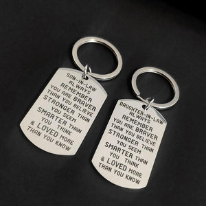 Keychain for Son-in-law Daughter-in-law Military Tags Engraved Keyring