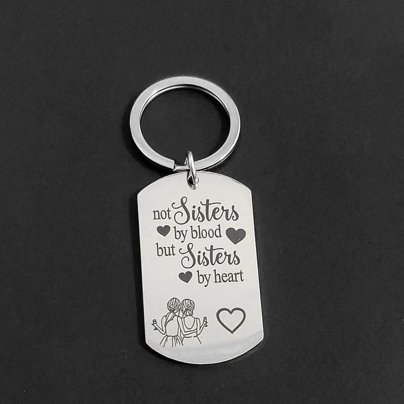 Sisters By Heart Keychain for Car Keys Stainless Steel Holder