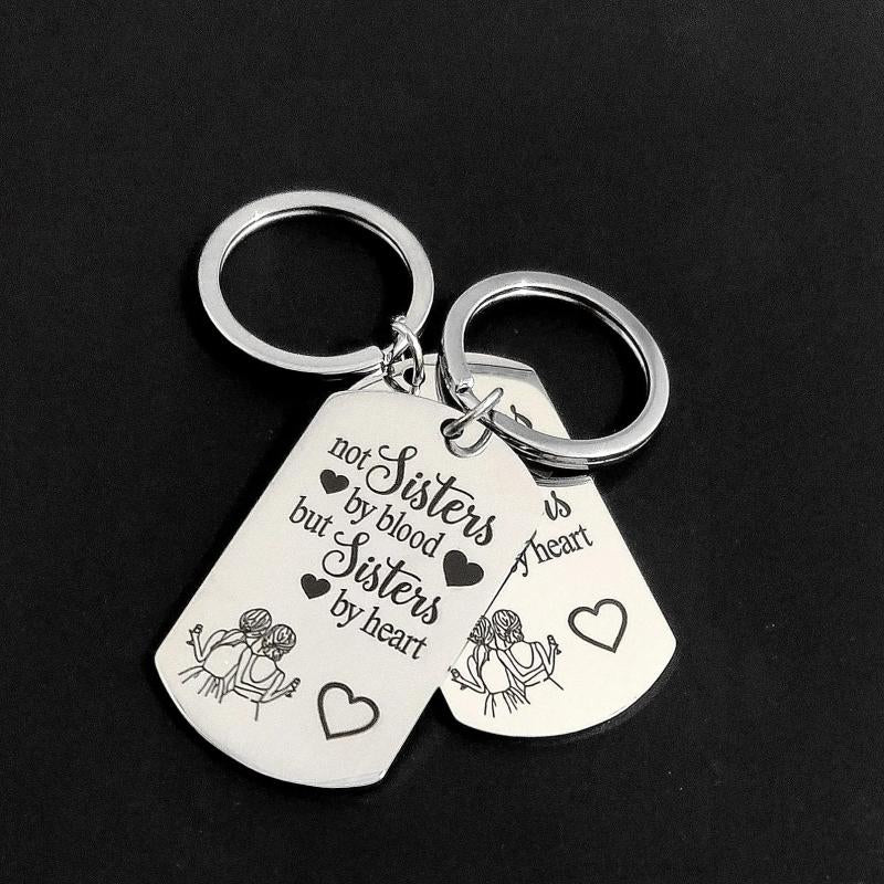 Sisters By Heart Keychain Creative Stainless Steel Gift