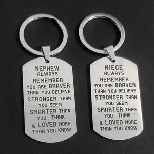 Nephew Niece Keys Holder 26 Letters Creative Ornaments Keyring DIY Military Tags