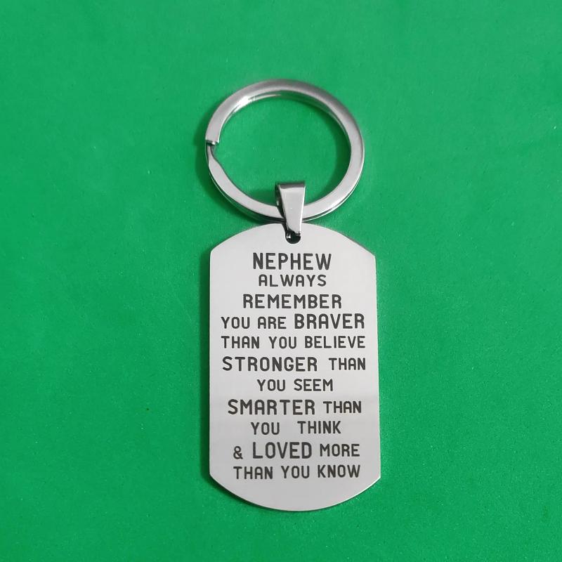 DIY Military Tags Stainless Steel Lettering Keyring Nephew Niece Birthday Gift
