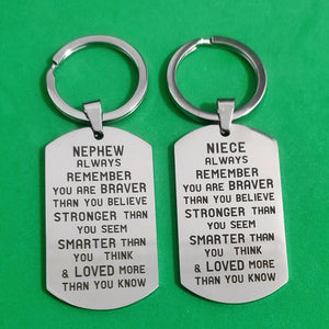 DIY Military Tags Stainless Steel Lettering Keyring Nephew Niece Birthday Gift