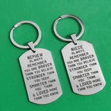 DIY Military Tags Stainless Steel Lettering Keyring Nephew Niece Birthday Gift