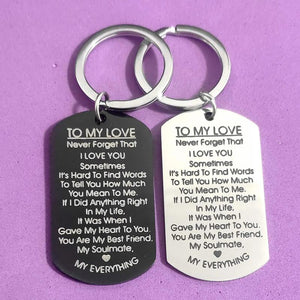 Keyring Carabiner for Keys Stainless Steel Couple Gift Military Tags TO MY LOVE