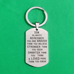 Stainless Steel Keyring for Son or Daughter, Military Tags Keychain Holder