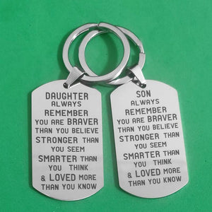 Stainless Steel Keyring for Son or Daughter, Military Tags Keychain Holder