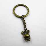 3pcs Mini Rabbit Charm Keyring, Bronze Pendant Keychain