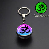 Esspoc 35mm Glass Ball Keychain Glowing Om Flower