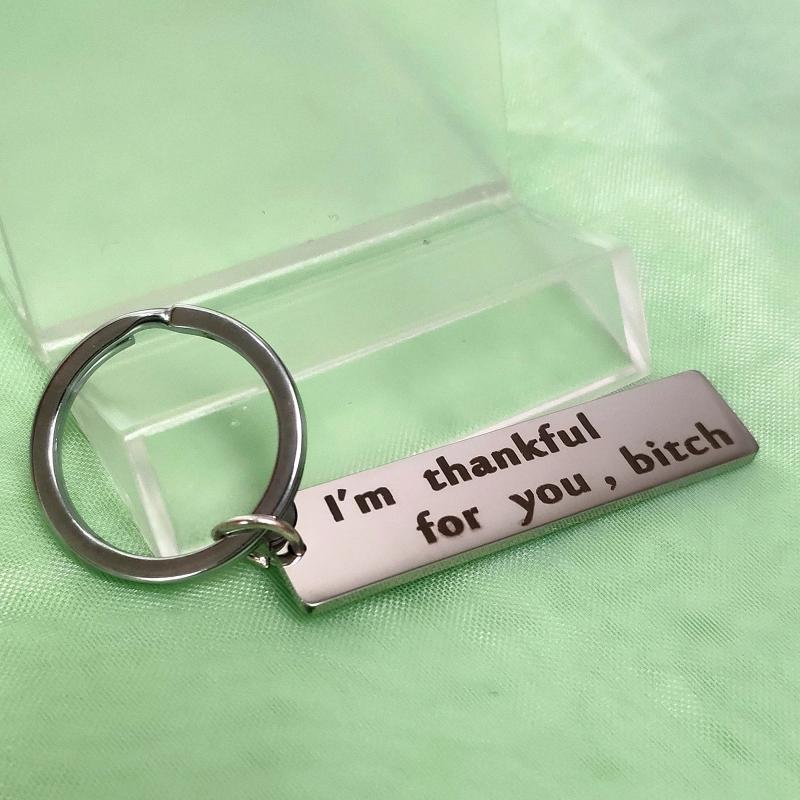 Car Keys Keychain Thankful for You Couple Gift Mirror Pendant