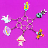 Space Astronaut Keychain Alien Spaceship Cartoon PVC Key Rings Gift