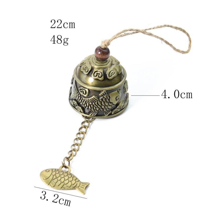Vintage Bronze Fish Wind Catcher Bell Keychain Room Hanging Home Car Ornament