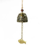 Vintage Bronze Fish Wind Catcher Bell Keychain Room Hanging Home Car Ornament