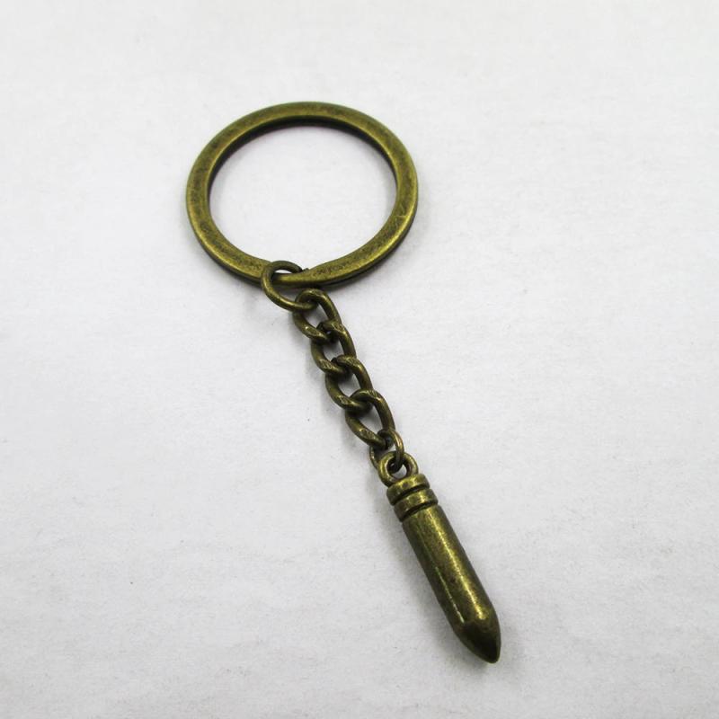 3pcs 3D Bullet 24x5mm Charm Keyring Pendant Keychain