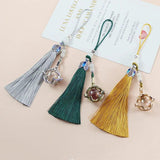 Four Leaf Locket Pendant Tassel Memorial Keychain Bag Pendant Decor