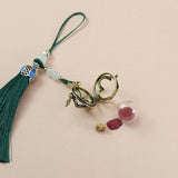 Four Leaf Locket Pendant Tassel Memorial Keychain Bag Pendant Decor