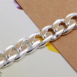 925 Sterling Silver 10MM Chain Bracelet Jewelry for Women Men