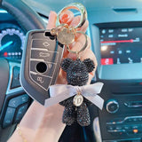 Rhinestones Bear Customizable Letters Key Chain