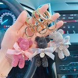 Rhinestones Bear Customizable Letters Key Chain