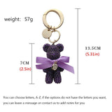 Rhinestones Bear Customizable Letters Key Chain