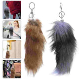 2 Pcs Women Fox Fur Keychain Purse Charm Chains Car Keys Backpack Ornament