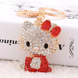 Cat Rhinestone Keychain - Animal Key Chain for Women