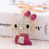 Cat Rhinestone Keychain - Animal Key Chain for Women